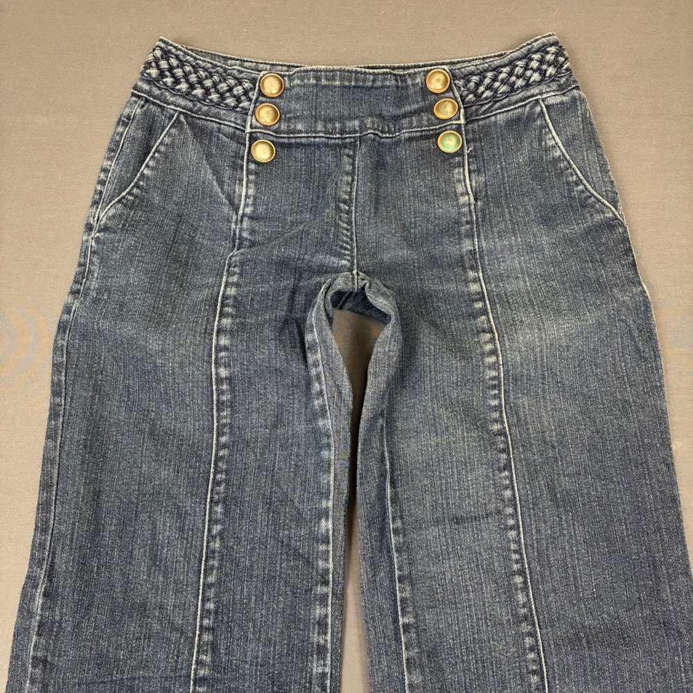 Y2K Arden B Sailor Style Button Low Rise Flare Jeans Women's Size 0 (26x29) - Picture 2 of 8